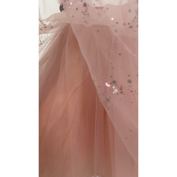 Girls Dusty Rose Pink Glitter Tulle Tutu Dress Sz 3T Flutter Sleeve Flower Girl - Picture 5 of 5